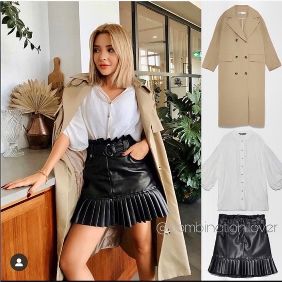 Zara black pleated leather skirt - Picture 4 of 16